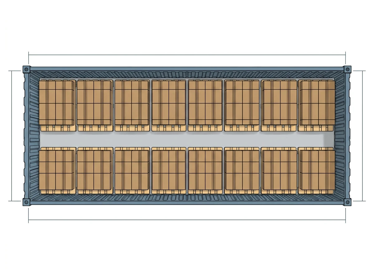Piano di carico container 40HC - 24 bancali euro, fino a 55.296 pezzi